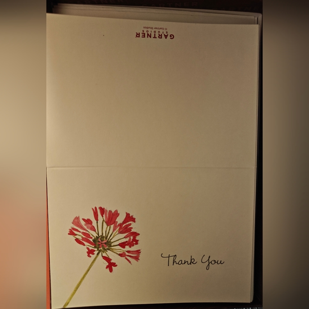 Hand-Painted Red Floral Thank You Card by